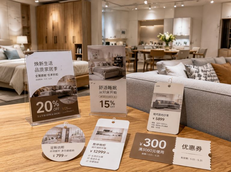麦积区家具门店单页海报与吊牌